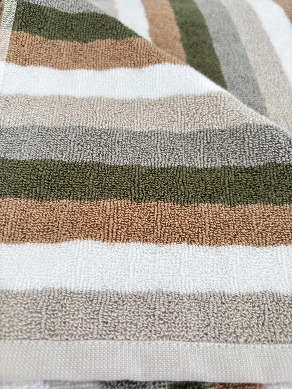NWT Soho Living 2Pc Cotton Retro Earth Tone Polka Dot Striped Fall Bath Towels